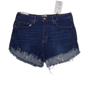 NEW Denim Collection dark wash button fly cutoff mid rise festival‎ shorts 30